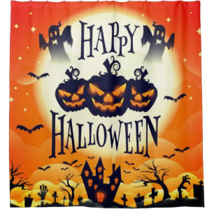 Cortina De Ducha Halloween frecuentado feliz