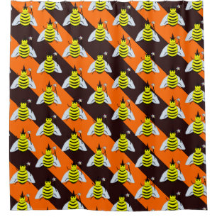 Cortina De Ducha Halloween Magic Bee Witch naranja y Black Stripes