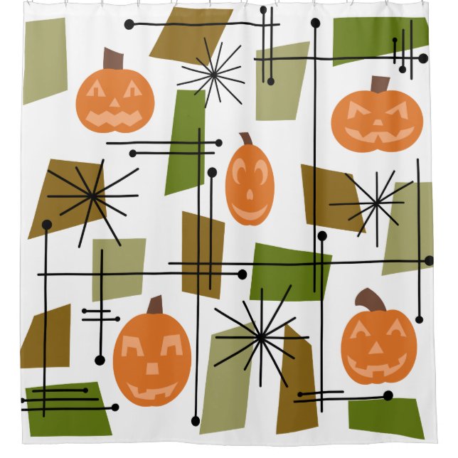 Cortina De Ducha Halloween Mid Century Moderno (Anverso)
