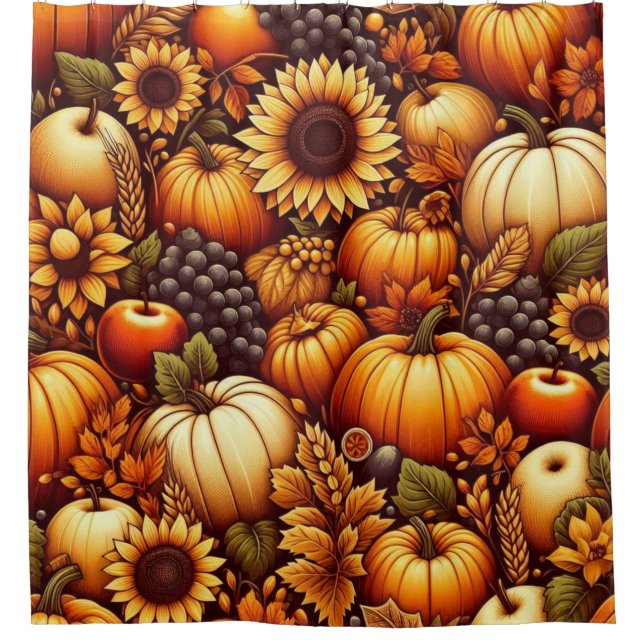 Cortina De Ducha Halloween/Otoño/Calabaza (Anverso)