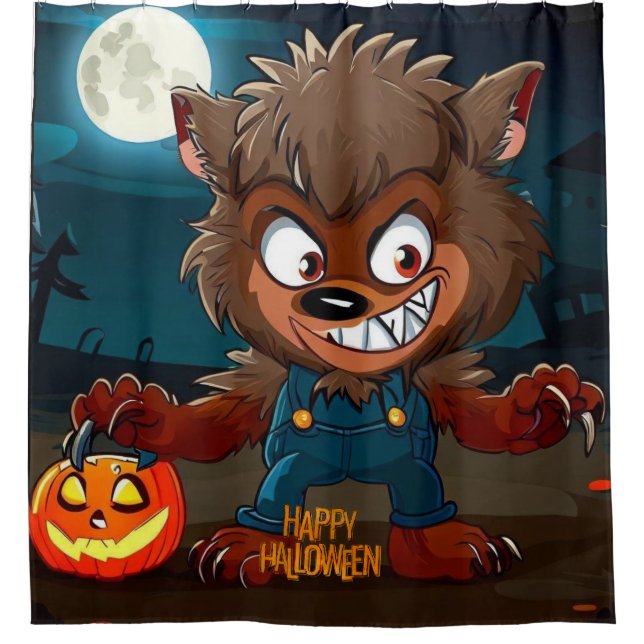 Cortina De Ducha Halloween/otoño/Werewolf/Personalizado (Anverso)