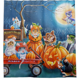 Cortina De Ducha Halloween ratones en arte acuarela de parche de ca