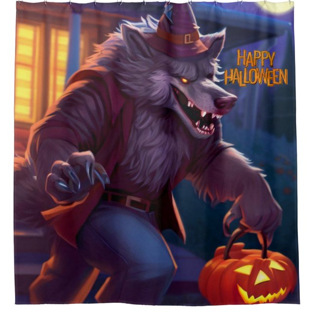 Cortina De Ducha Halloween/werewolf/otoño/otoño (Anverso)