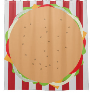 Cortina De Ducha Hamburger cheeseburger lindo café rayado