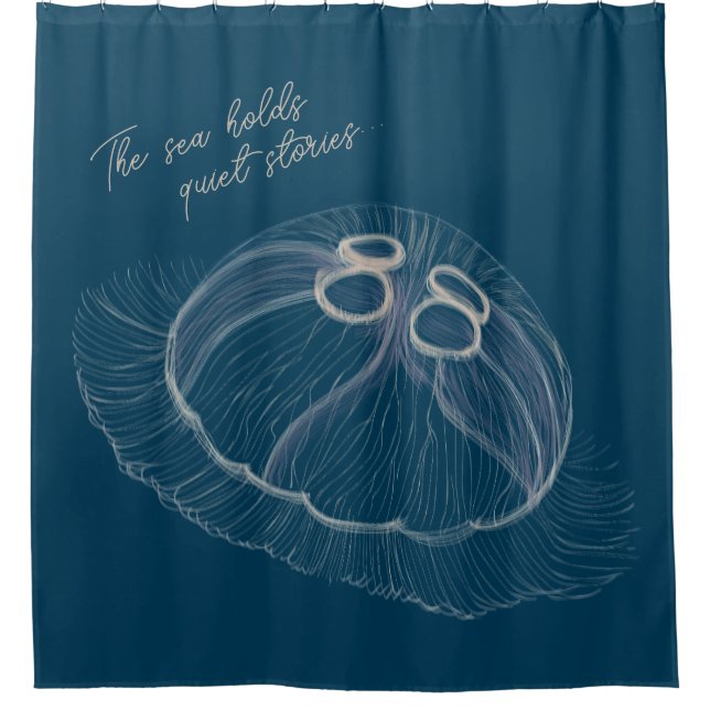Cortina De Ducha Hand drawn Jellyfish Art  (Anverso)