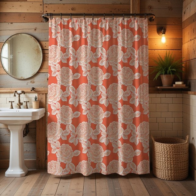 Cortina De Ducha Hand Drawn Peony Floral  (Subido por el creador)