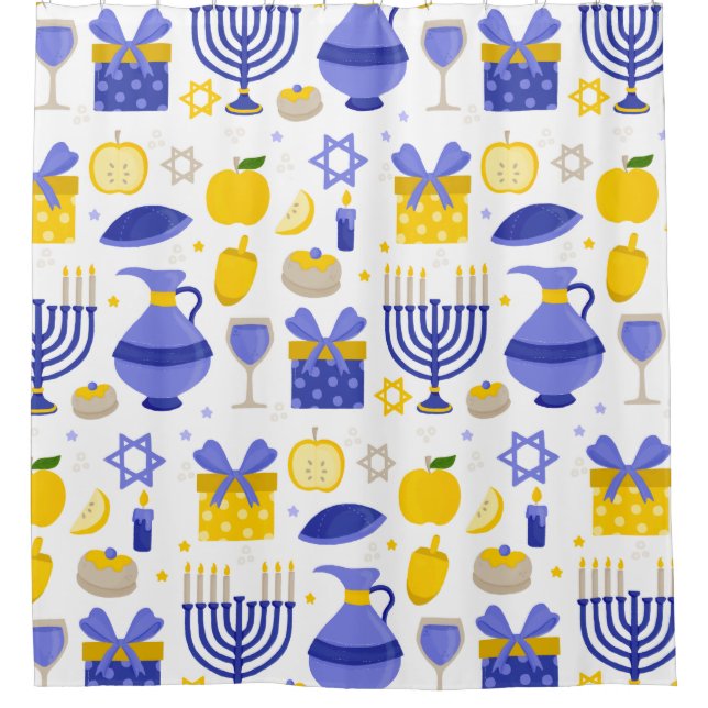 Cortina De Ducha hanukkah dreidel menorah (Anverso)