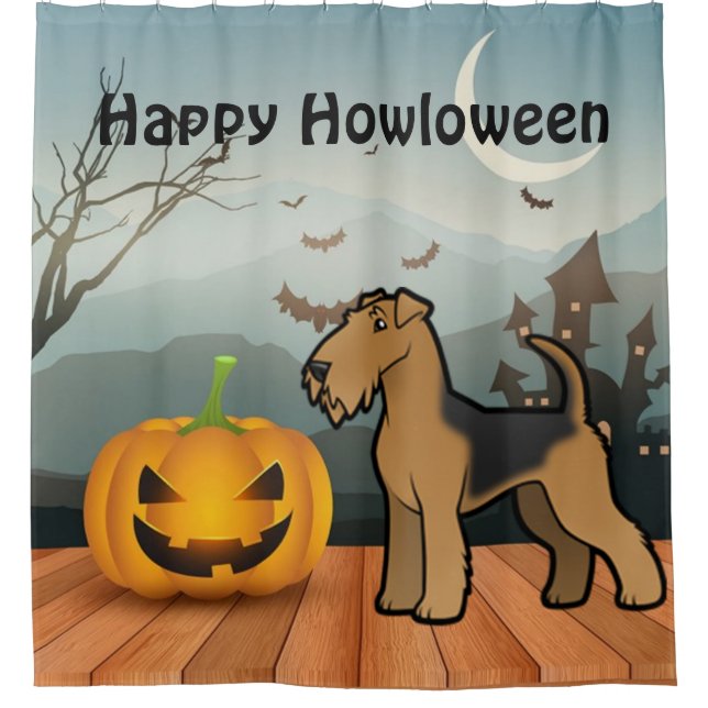 Cortina De Ducha Happy Howloween Airedale Terrier (Anverso)