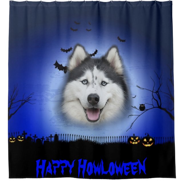 Cortina De Ducha Happy Howloween Husky (Anverso)
