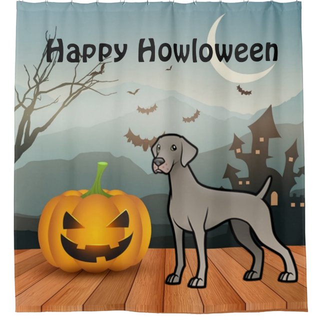 Cortina De Ducha Happy Howloween Weimaraner (Anverso)