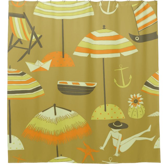 Cortina De Ducha Happy Summertime Fun Seless Pattern (Anverso)