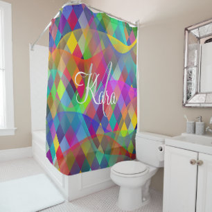Cortina De Ducha Harlequin arcoiris personalizado con humo colorido