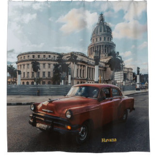 Cortina De Ducha Havana Cuba Coche Clásico Antiguo