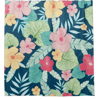 Cortina De Ducha hawaiano vintage de verano tropical sin fisuras 