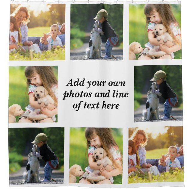 Cortina De Ducha Haz tu propio collage de fotos y texto (Anverso)