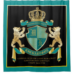 Cortina De Ducha Haz tu propio escudo de armas Verde azulado emblem
