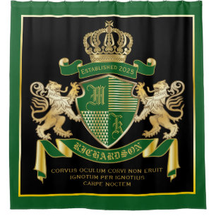 Cortina De Ducha Haz tu propio escudo de armas verde León de Oro
