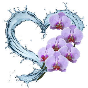 Cortina de ducha Heart Vine con orquídeas púrpuras