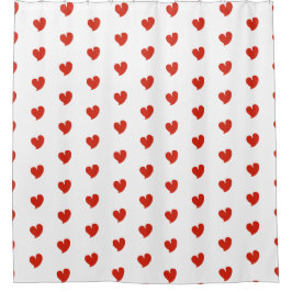 Cortina De Ducha Hearty Hearts - Red and White -