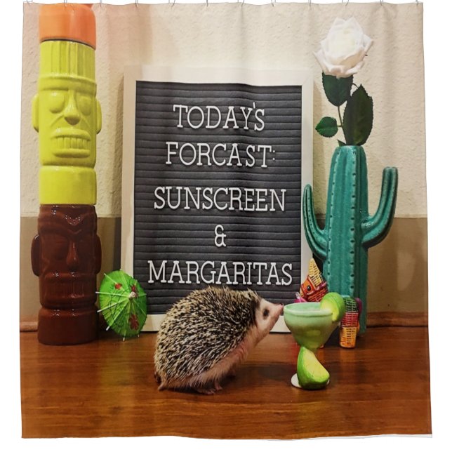 Cortina De Ducha Hedgehog Sunscreen y Margaritas (Anverso)