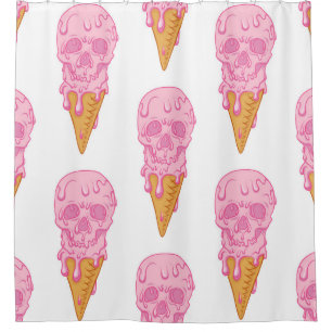 Cortina De Ducha Helado de cráneo rosado, patrón sin costuras.