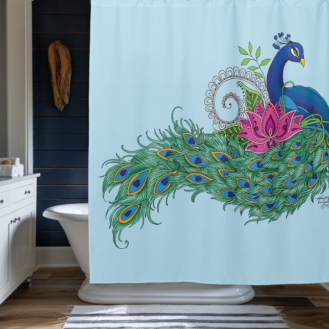 Cortina De Ducha Henna de flor de Lotus azul Peacock (Subido por el creador)