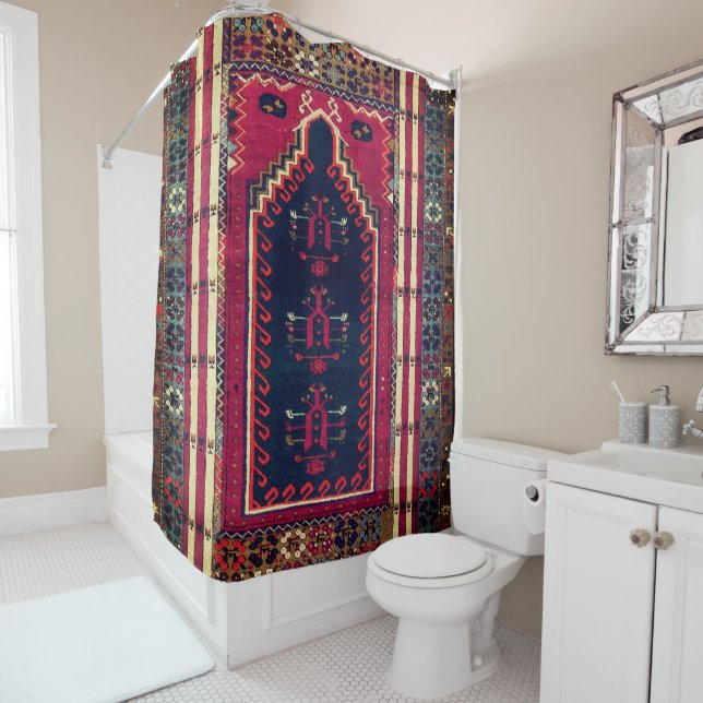 Cortina De Ducha Hermosa alfombra antigua turca (In situ)