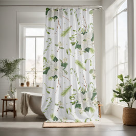 Cortina De Ducha Hermosa decoración floral de Navidad llamativa