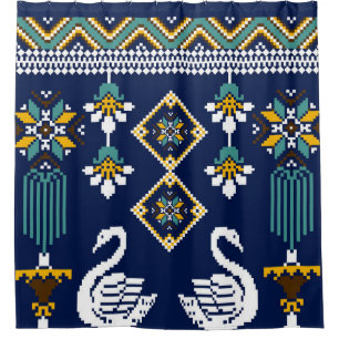 Cortina De Ducha Hermosa figura de etnia geométrica ucraniana triba