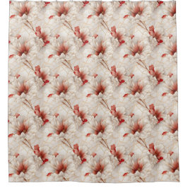 Cortina De Ducha Hermosa Flora Blanca Roja