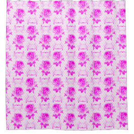 Cortina De Ducha Hermosa Flora Púrpura Vintage