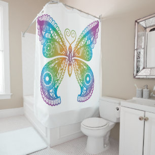 Cortina De Ducha Hermosa mariposa colorida alegría de renovación cr