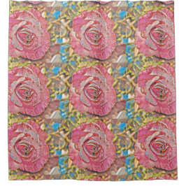 Cortina De Ducha Hermosa pintura de flor de rosa rosa