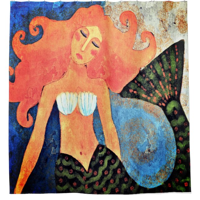Cortina De Ducha Hermosa sirena abstracta arte (Anverso)