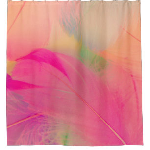 Cortina De Ducha Hermosas plumas abstractas púrpura y azul en whid