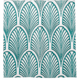 Cortina De Ducha Hermoso, art deco, nouveau, plantilla, verde azula