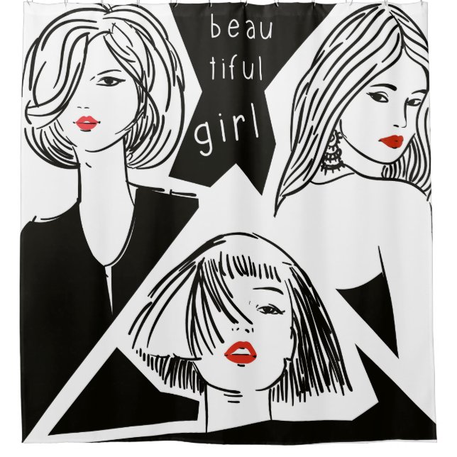 Cortina De Ducha hermoso chica (Anverso)
