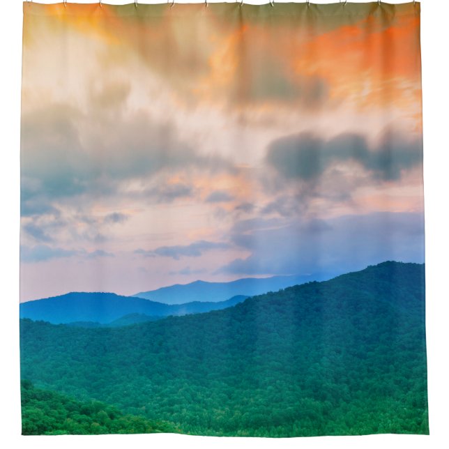 Cortina De Ducha Hermoso cielo, nubes rojas (Anverso)