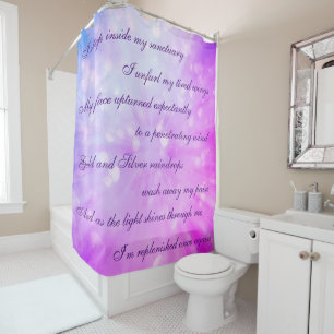 Cortina De Ducha Hermoso diseño de mantra de limpieza rosa/púrpura