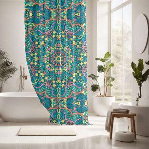 Cortina De Ducha Hermoso patrón continuo de mandala colorido