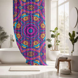 Cortina De Ducha Hermoso patrón continuo de mandala colorido