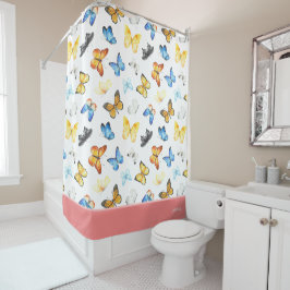 Cortina De Ducha Hermoso patrón de mariposa con nombre rosa