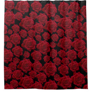 Cortina De Ducha Hermoso y elegante patrón de flor rosa rojo
