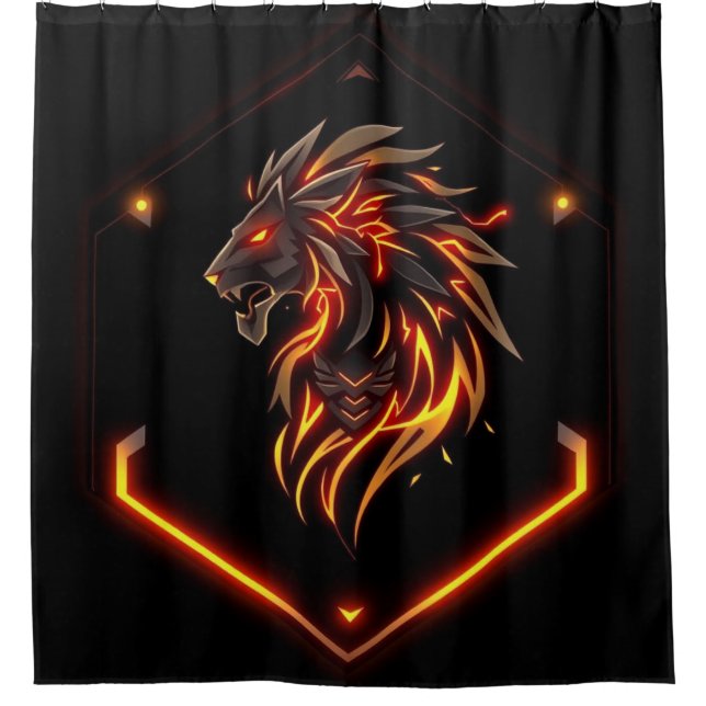 Cortina De Ducha „Herz des Löwen – In flammendem Gold“ (Anverso)