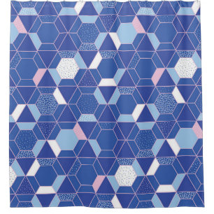 Cortina De Ducha Hexagones, triángulos: patrón abstracto geométrico