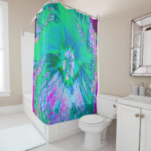 Hibiscus psicodélico retro verde y rosa caliente