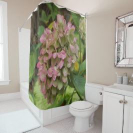 Cortina De Ducha Hidrangea de otoño con hojas de Hosta dorada