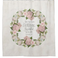 Hidrangea rosa Escritura Floral de fe ilustrada