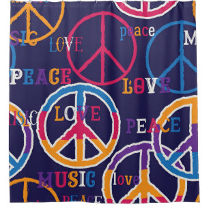 Cortina De Ducha Hippie Peace: Vibrante Diseño de Símbolo.