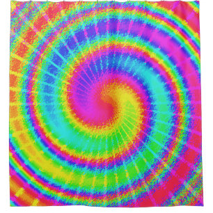 Cortina De Ducha Hippie retro 70s colorido psicodélico de TieDye